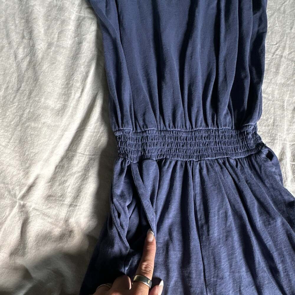 AERIE Cornflower Blue Solid Jumpsuit XS Scoop Neck Sleeveless Pockets Elastic - Picture 4 of 7